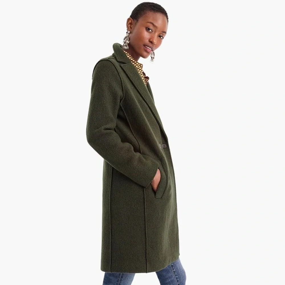 J. Crew Olive Green Double-Breasted Wool Pea Coat